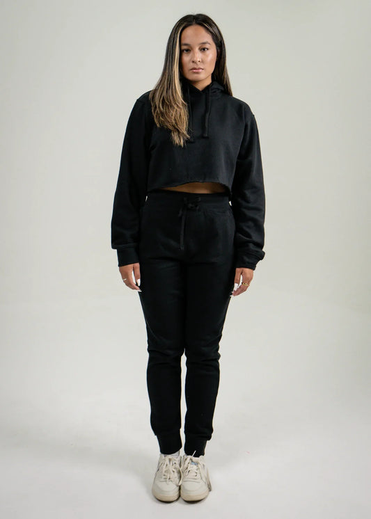 Black Crop Top SweatSuit