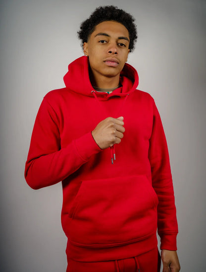 Red Tight Fleece Hooded Sweatshirt