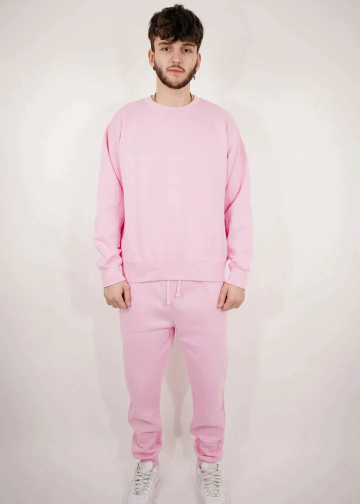 Light Pink Heavy Blend Fleece Crew-Neck SweatSuit