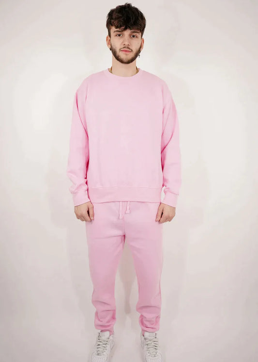 Light Pink Heavy Blend Fleece Crew-Neck SweatSuit