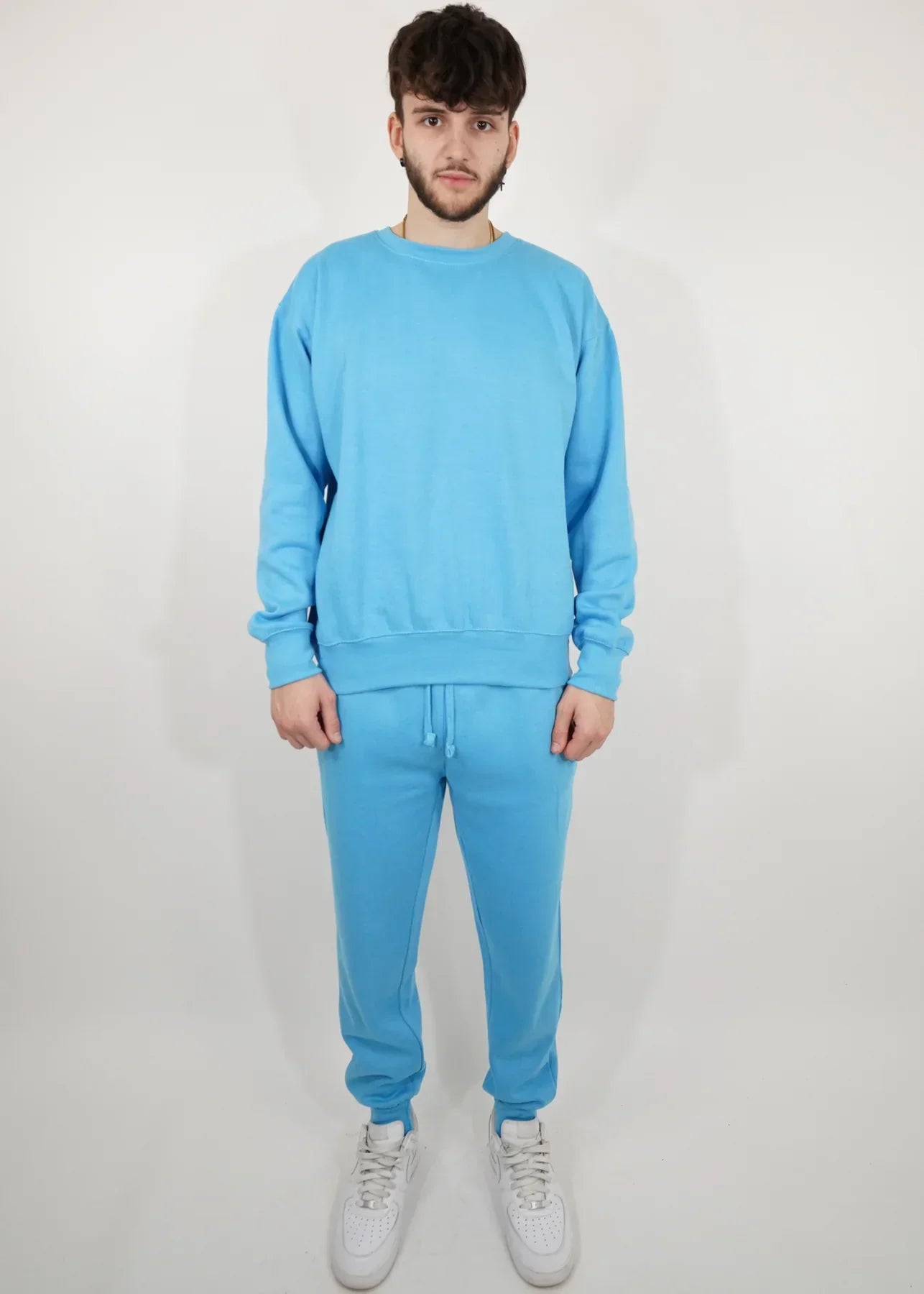 Sky Blue Heavy Blend Fleece Crew-Neck SweatSuit