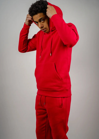 Red Tight Fleece Hooded Sweatshirt