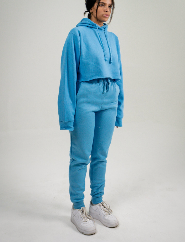 Sky Blue Crop Top SweatSuit