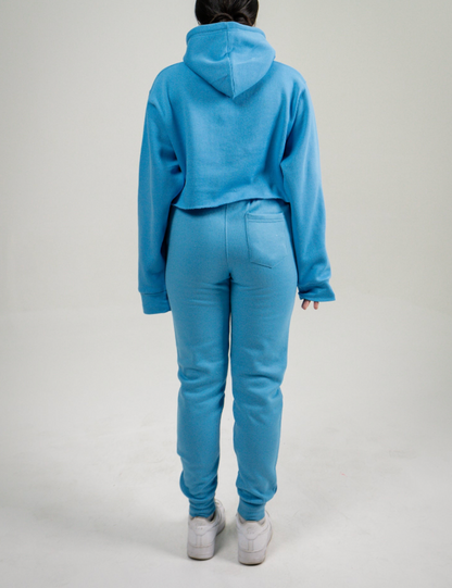 Sky Blue Crop Top SweatSuit