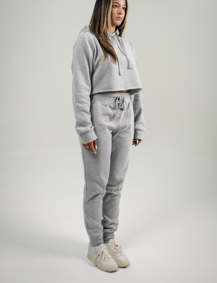 Gray Crop Top SweatSuit