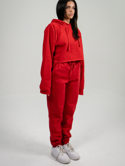 Red Crop Top SweatSuit