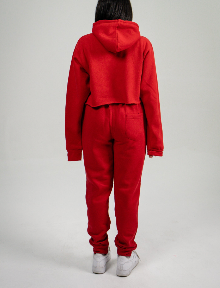 Red Crop Top SweatSuit