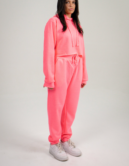 Neon Pink Crop Top SweatSuit