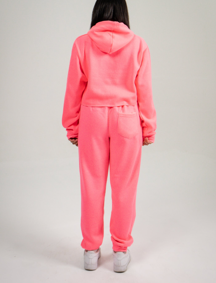 Neon Pink Crop Top SweatSuit