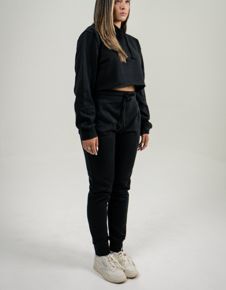 Black Crop Top SweatSuit