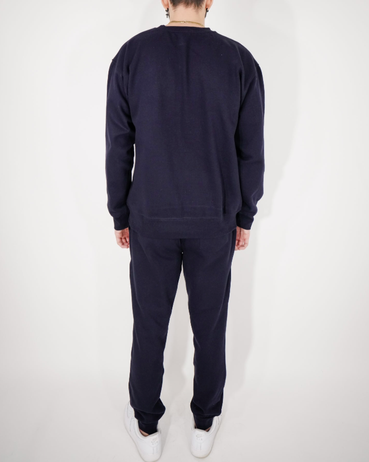 Navy Blue Heavy Blend Fleece Crew-Neck SweatSuit