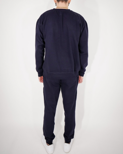 Navy Blue Heavy Blend Fleece Crew-Neck SweatSuit