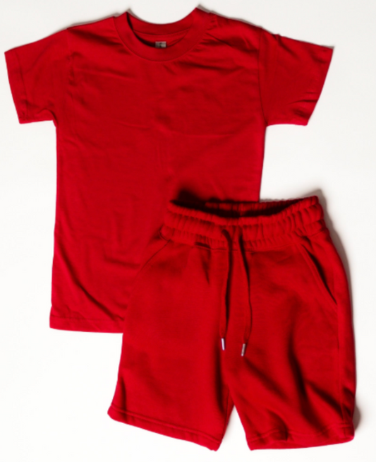 Red Kids Short Set