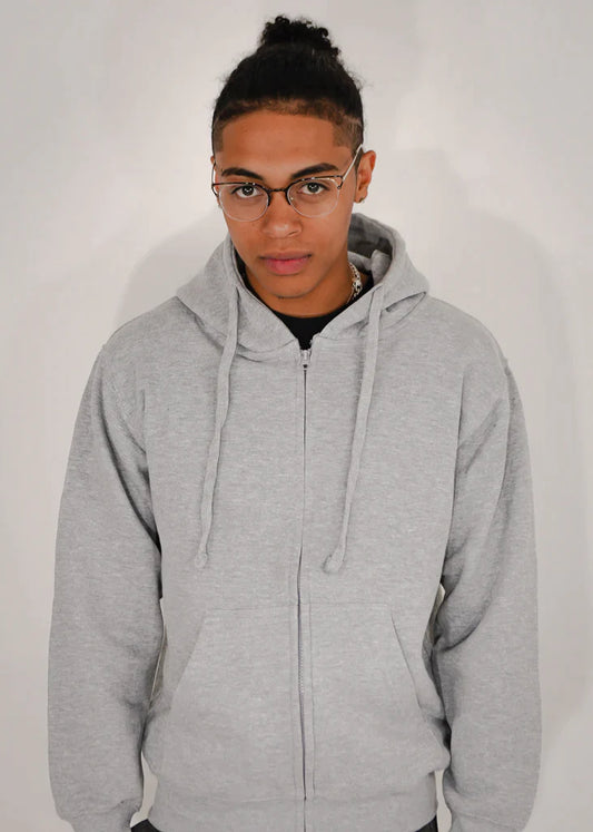 Gray Heavy Blend Zip-Up Fleece Hooded SweatShirt