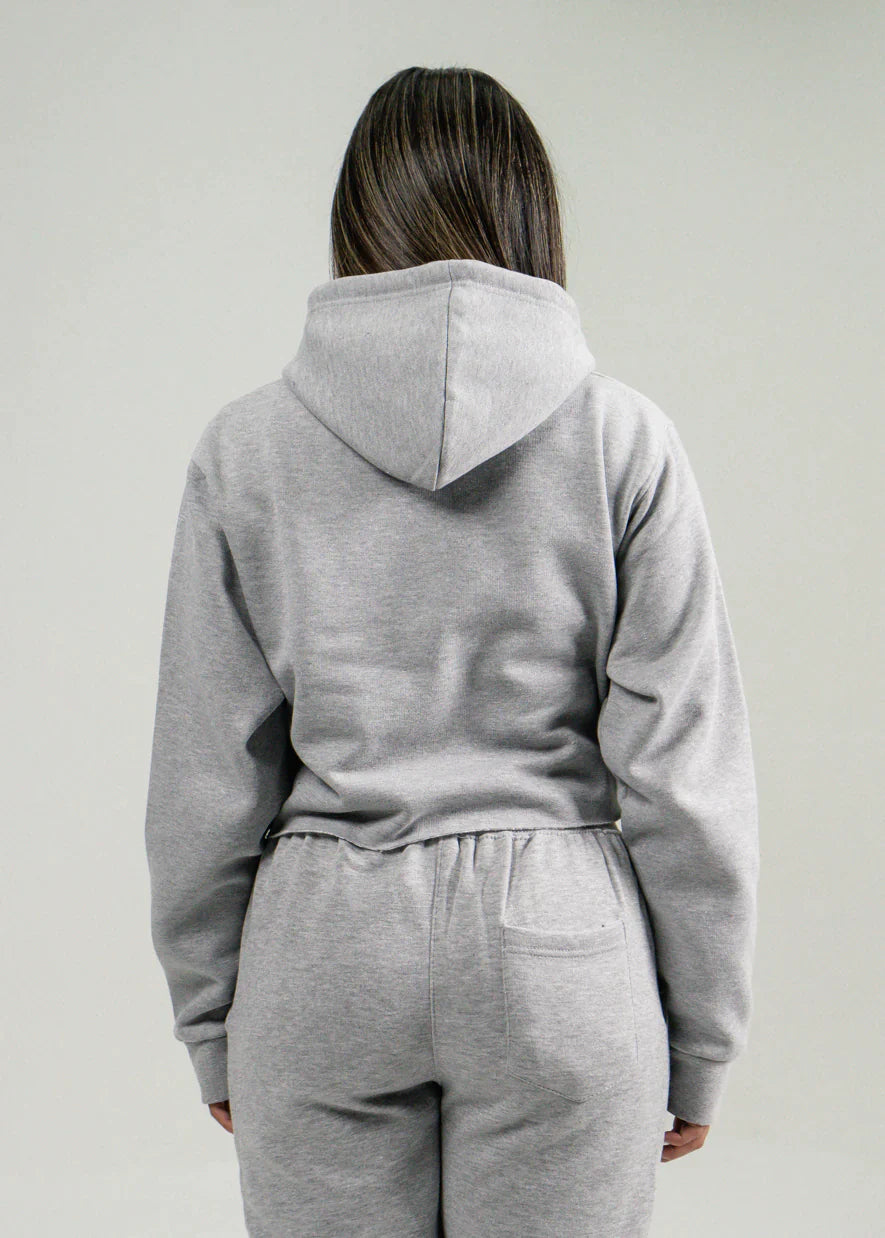 Gray Hooded Crop Top