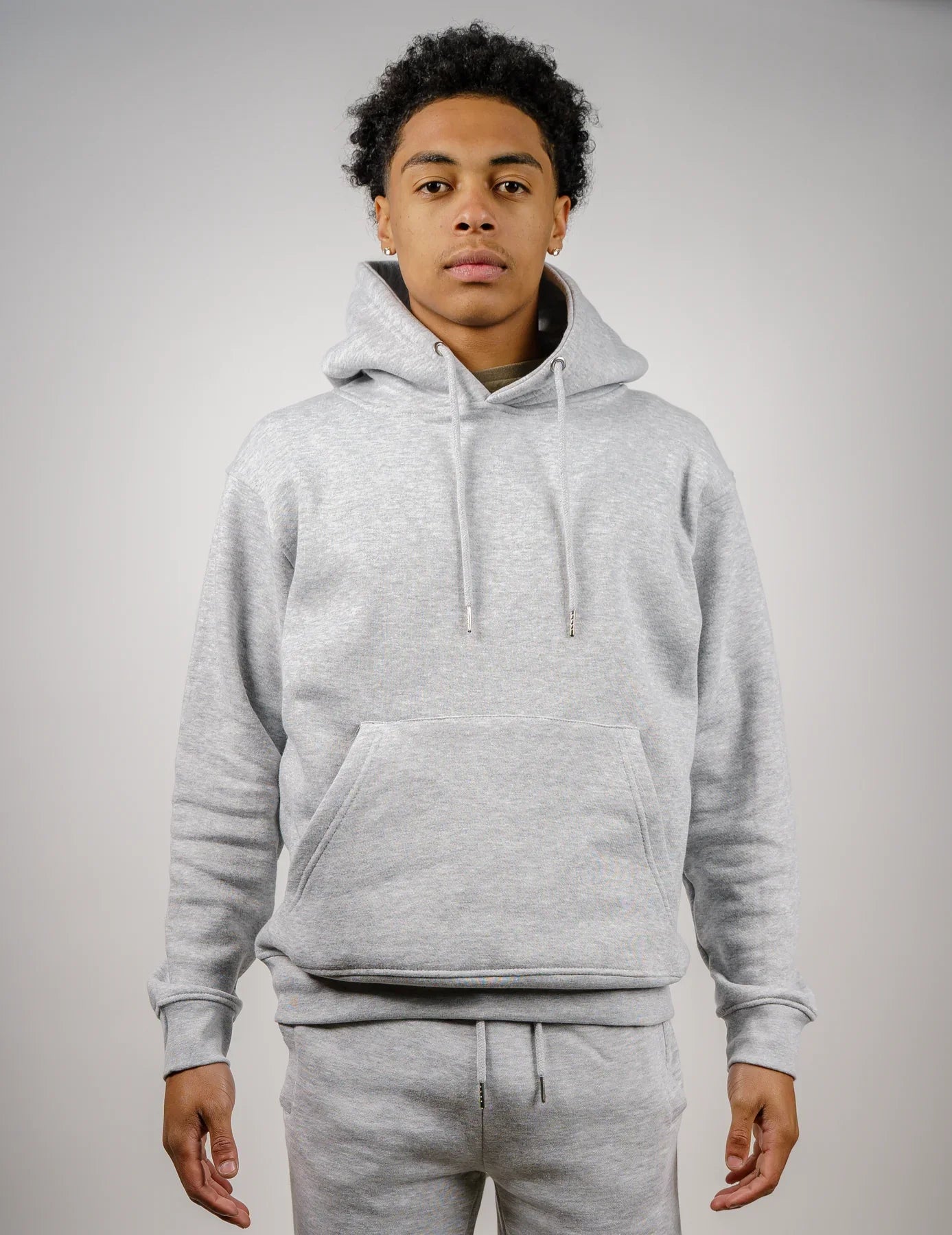 Gray Tight Fleece Hooded Sweatshirt