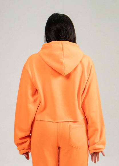 Neon Orange Hooded Crop Top