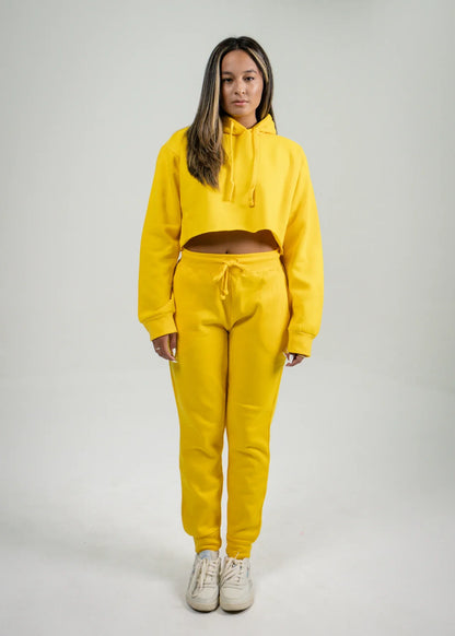 Yellow Crop Top SweatSuit